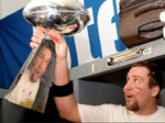 Ben hoists the Lombardi Trophy on Super Bowl Sunday.