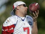 Ben posing with the football during today's practice.