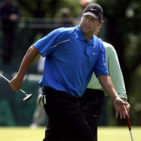 Ben Roethlisberger reacts to his putt during the Golf Digest U.S. Open Challenge on Bethpage State Park's Black Course Friday, June 12, 2009 in Farmingdale, N.Y.