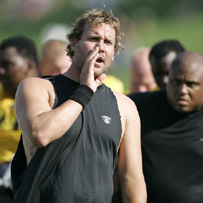 Ben yelling during practice today.